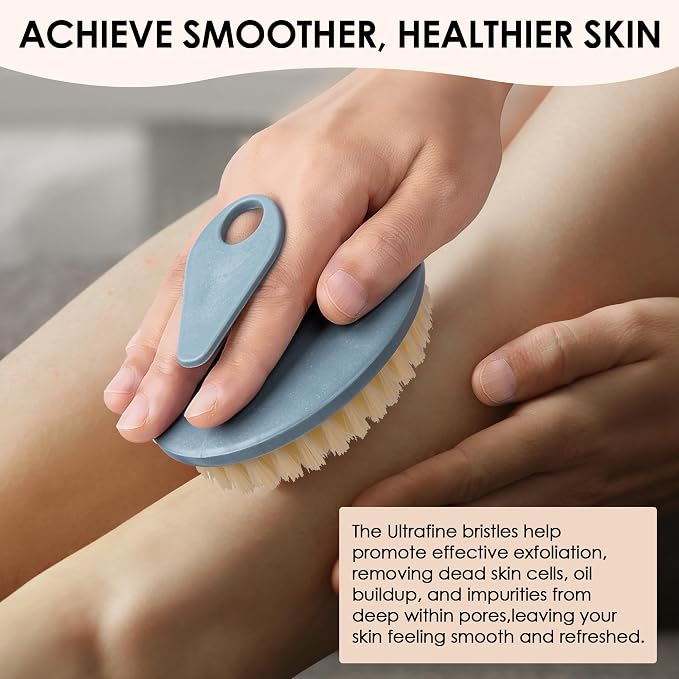 INNERNEED Food-Grade Soft Silicone Body Scrubber with PP Exfoliating Brush | Handheld Deep Cleansing Shower Brush Scrub for Body Wash, Cellulite Reduction, Massage, Pack of 2