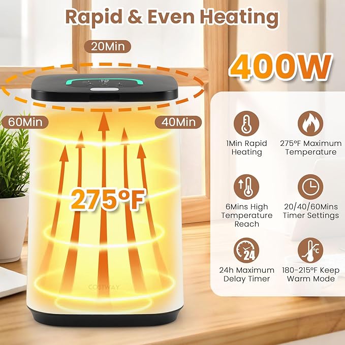 COSTWAY 23L Towel Warmer Bucket, Large Hot Towel Heater with Rapid Heating, Adjustable Timer, Child Lock, Fragrance Holder & Overheat Protection, Perfect for Bathroom, Home Use &Spa