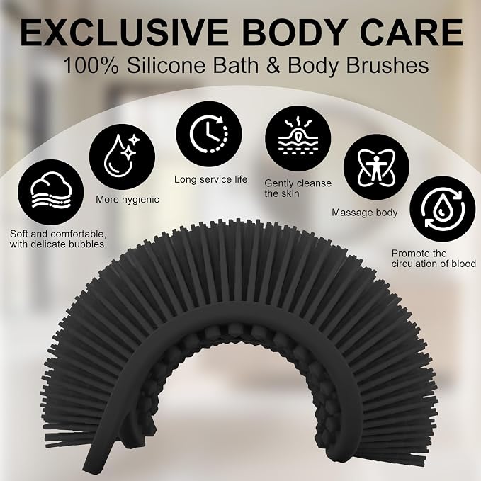 Soft Silicone Body Scrubber, 3 PCS Exfoliating Silicone Loofah, Body Scrubber Shower Brush Exfoliating and Massage 2 in 1, Bath Shower Brush for Cleaning Sensitive Skin Kids Women Men, Lather Well