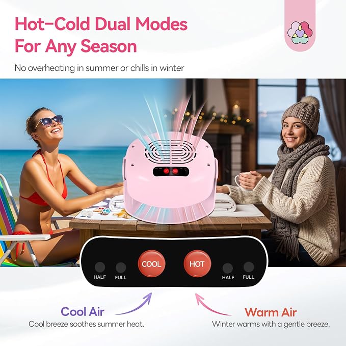 SAVILAND 600W Pink Quiet Fast Nail Dryer for Regular Polish Dehydrators | Multi angle 100 degree tilt, for cozy salon pedicures, PTC overheating protection, dries thick lacquers and gel prep