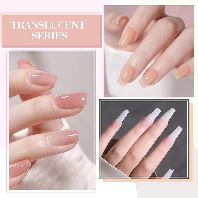 CANNI 9ML Jelly Gel Nail Polish Set, 6 Sheer Nude Shades UV LED Soak Off | Smooth Application • Highly Pigmented • Glossy Finish • Long-Lasting Wear • Nail Art • Salon DIY Manicure • Easy Application