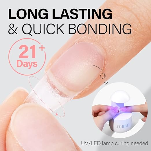 AILLSA 2PCS Gel Nail Glue for Acrylic Nails, 4 in 1 Strong Nail Gel Glues | Glue for False Nail Tips U V Curing Needed, 15ml High Capacity Gel Extension Brush On Nail for Rhinestone Pearl Foil