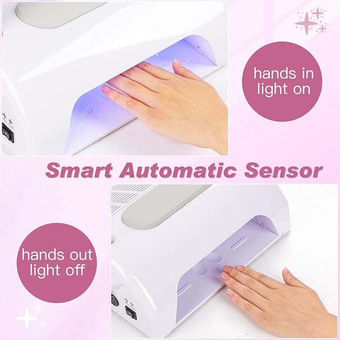Biutee 5-in-1 Nail Dust Collector, 30000RPM Drill & UV LED Lamp | 80W Suction, 30,000 RPM Drill, Sual-Power 48W/96W Curing Lamp, Adjustable Task Light and Soft Silicone Hand Rest