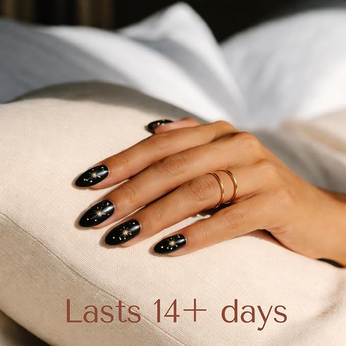 Semi Cured Gel Nail Strips Stickers Wraps | UV Nail Polish that Pops in Color (Stars) for Women & Short Nails & Long Nails (Ami Amour)