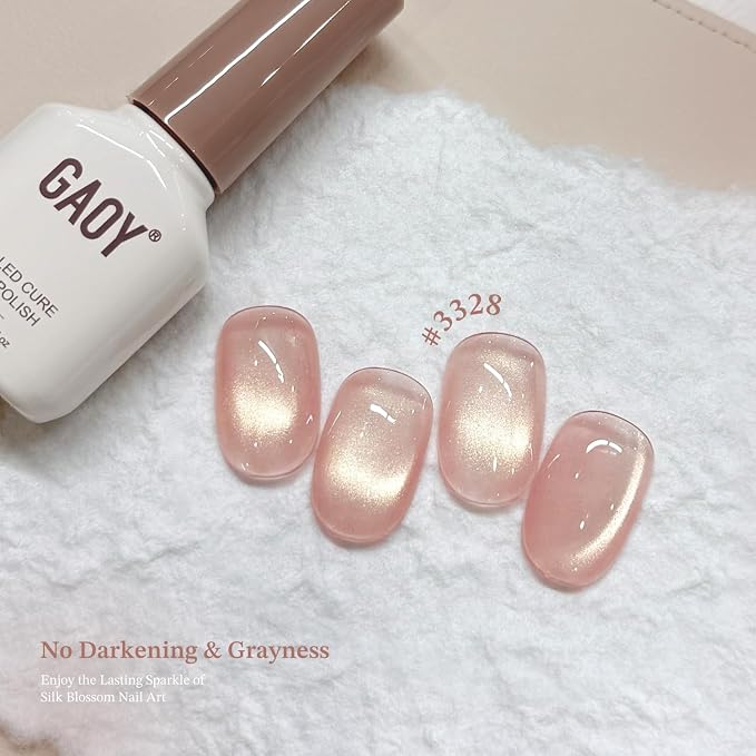GAOY Cat Eye Gel Nail Polish Set 6 Colors with Magnet, Silk Blossom | Confetti Magnetic Neutral Nude Pink Purple, Glitter Holography DIY Manicure at Home, UV Lamp Required, Gift for Women