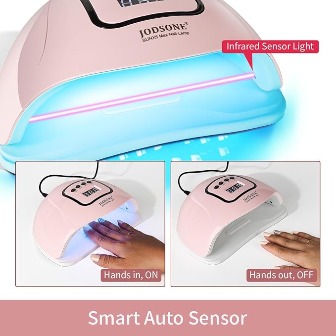 JODSONE Pink U V Nail Lamp for Gel Nail Polish Manicure Light with 4 Timers & Automatic Sensor Nail Dryer Curing LED Light