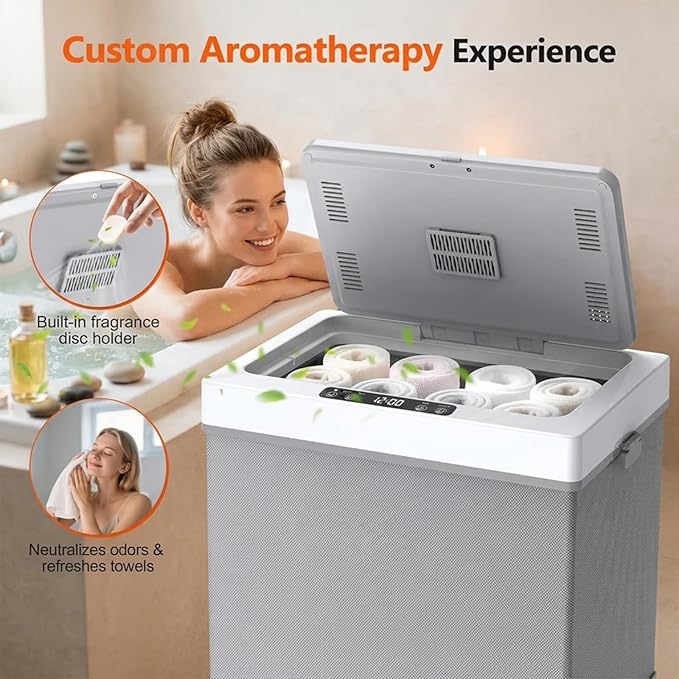 35L Foldable Towel Warmer Bucket for Bathroom, Large Hot Towel Warmers for Spa, Fast Heating & Drying Modes with 24H Timer, Auto Shut-Off, a Spa-Like Luxury for Home