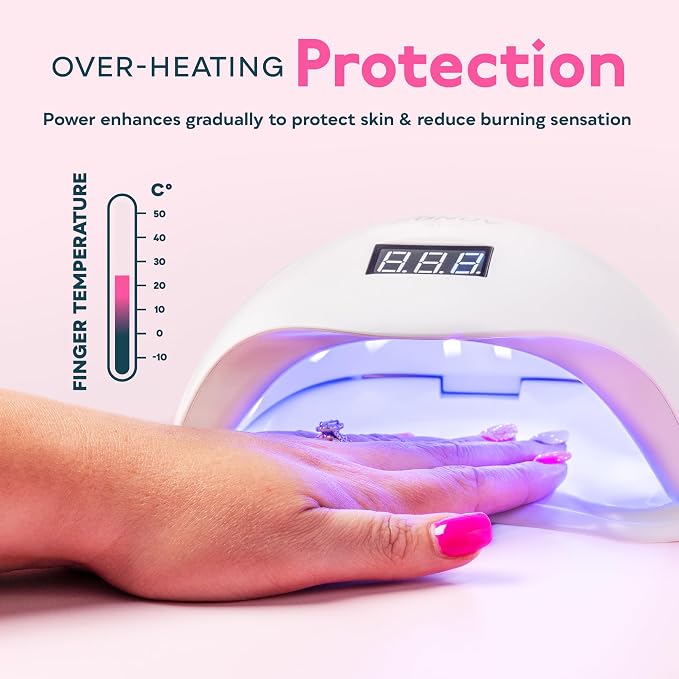 UV LED Nail Lamp, Upgraded UV Light with 4 Timer,Digital Display SUN5plus | 10/30/60/90s Timer UV Light for Gel Nails, Over-Temperature Protection,Smart Sensor Larger Chamber with Removable Base