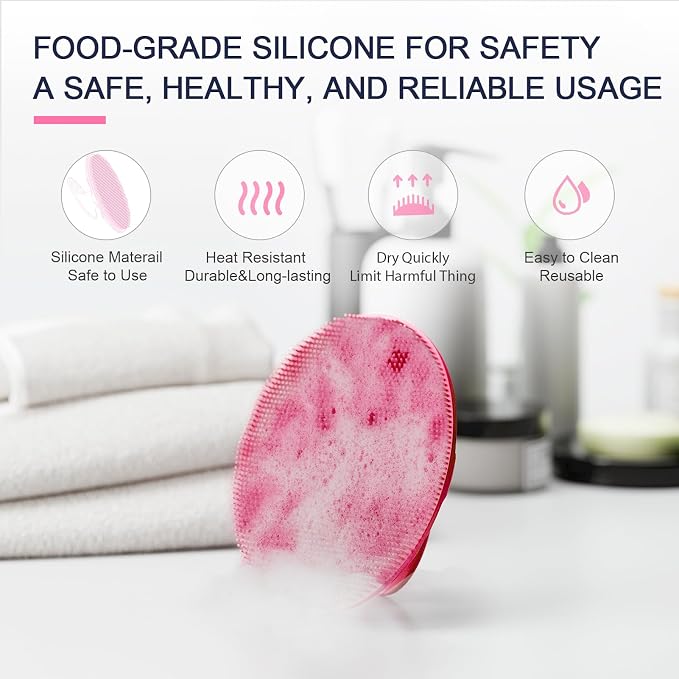 Silicone Body Scrubber, BEAUTAIL Gentle Exfoliating Brush on Sensitive Skin | Soft Shower Scrubber for Body, Hygienic Silicone Loofah, Bathroom Essentials Brush for Women, Men & Kids, 1-Pack, Pink