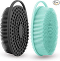 Silicone Body Scrubber 2 Pcs Silicone Loofah Exfoliating Body Scrubber for Men Women Soft Silicones Shower Scrubbers Double Sided Silicones Bath Bodys Brush for All Skin Lather Well, Black and Green