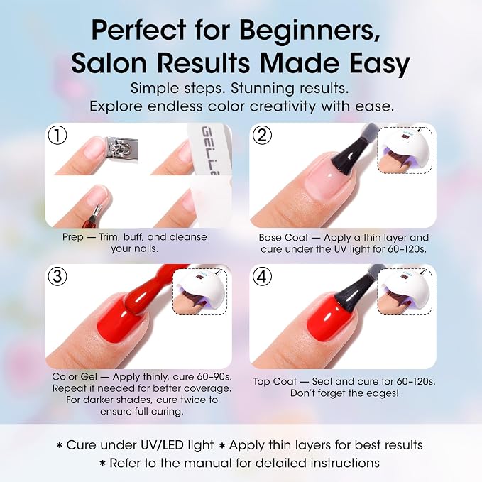 GELLEN Gel Nail Polish Set 24PCS, Pastel Bright Gel Polish Kit | 24 Colors with Base, Glossy, Glitter & Cat Eye Top Coats Plus Magnet for DIY Nail Art at Home or Salon Manicure
