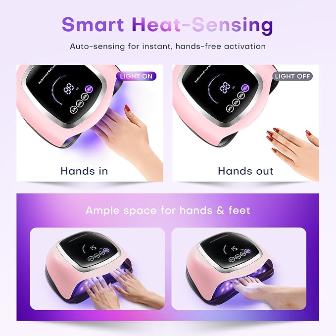 UV Nail Lamp, 180W LED Nail Dryer for Gel Polish, Touch Screen, 42 Beads | Auto Sensor Curing Light with LCD Display and 4 Timer Settings, Fast, Even Curing for Salon Use and Home DIY Manicure