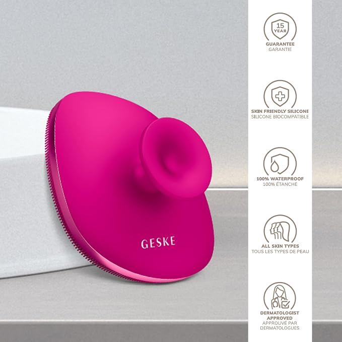 GESKE Body Brush | 4 in 1 | Design with Metal Ring | Cleansing Brush for the Entire Body | Professional Deep Cleaning | Soft Silicone Bristles | Ergonomic Two-Finger Design