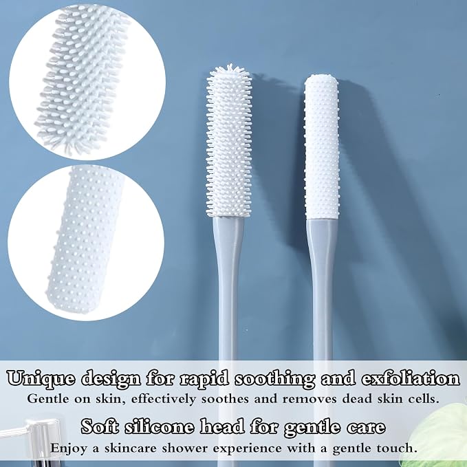 Lusofie 2Pcs Silicone Foot Brush with Massage Bristles Toe Cleaning Brush | Long Handle Foot Scrubber in Bath Shower Pedicure Tool