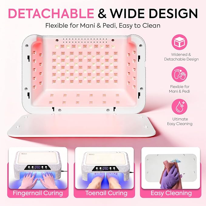 UV LED Nail Lamp, 120W UV Light for Gel Nails with Two-Hand Design | Fast Curing Professional Nail Dryer for Gel Polish, 108 Beads, Padded Wrist Rest, Sensor, 4 Timers for Fingernails & Toenails