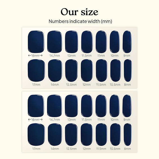 Heyhae Semi Cured Gel Nail Strips Salon Quality - Hey, Navy Baby | No UV Light Needed | Salon Quality, Easy Apply & Remove | 28 Strips, 1 Prep Pad, Nail File, Wooden Stick | Navy Solid