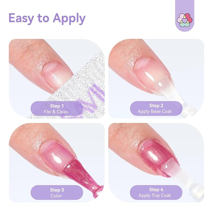 SAVILAND 18-Free Nail Polish Set, 6 Colors Pearl Light Pink Purple Blue | Quick Dry Shimmer Fingernail Polish, Long-Lasting, Mermaid Nail Lacquer, For Girls Women DIY Manicure Home, 0.34 oz