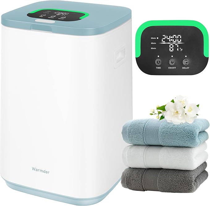 Towel Warmer for Bathroom, 26L Luxury Towel Warmer Bucket with LED Display, 3 Heating Modes, Delay Time Up to 24 Hours, Child Lock, Hot Towel Heater - Sky Blue