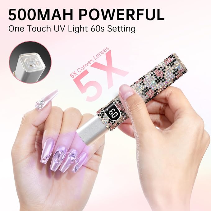 Handheld Cordless UV Nail Lamp with LCD Display | Mini UV LED Light for Gel Nails, Portable Flash Cure Lamp, Rechargeable USB Nail Dryer Fast Curing Salon & Home DIY