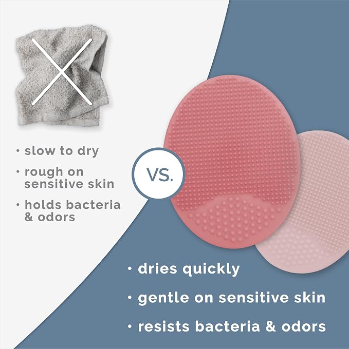 S&T INC. Cradle Cap Brush for Baby, 2 Pack, 2" x 2.5", Pink | Exfoliating and Massaging, Cleansing Brush for Baby, Silicone Bristles, Rinses Clean, Suction Cup Handle