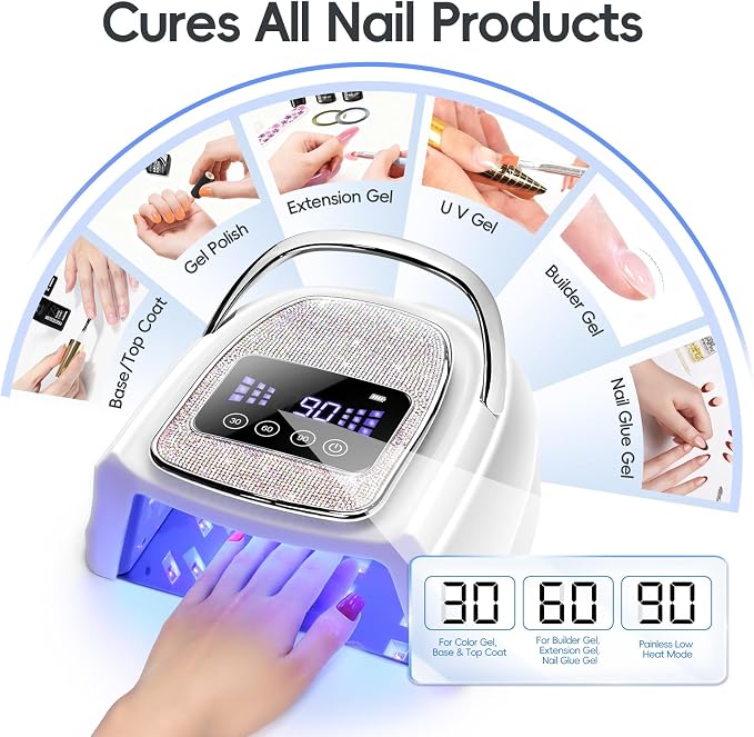 COSCELIA U V Nail Lamp Cordless Rechargeable U V Light for Gel Nails Prossional Automatic Sensor 3 Timer Quick Drying Glitter Nail Dryer Gifts for Women