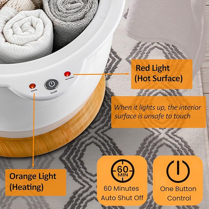 Giantex Towel Warmer Bucket, 20L Large Towel Bucket with Fragrance Holder, Removable Lid, Auto Shut Off, Fits Up to Two 40” x 70” Oversized Towels, Bathrobes, Towel Warmer for Bathroom, Spa