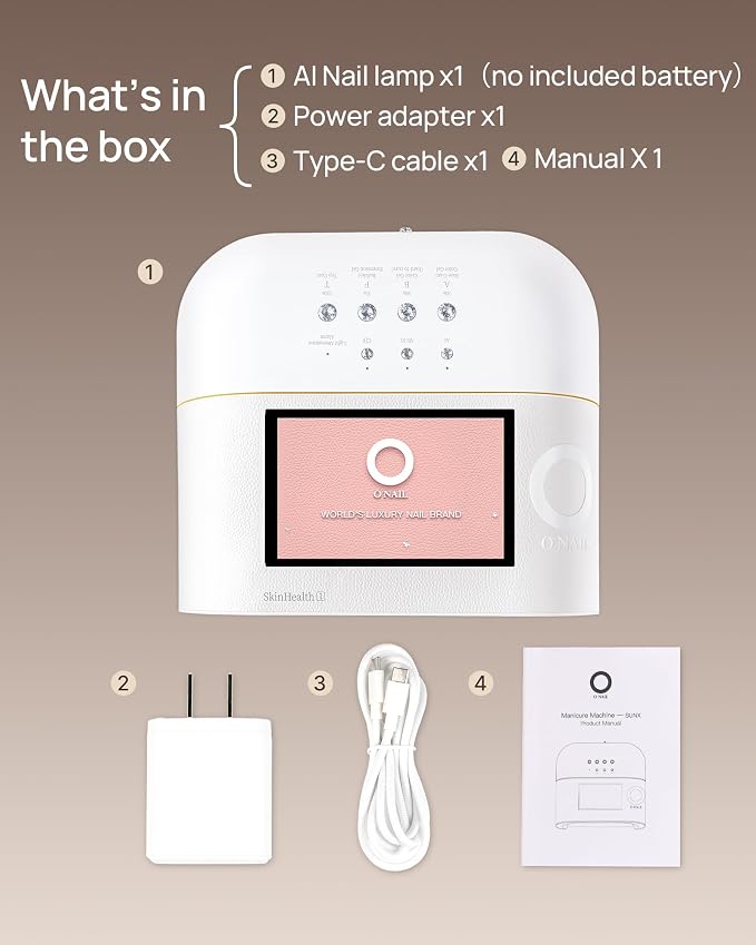 AI UV LED Nail Lamp for Gel Nails - O NAIL Smart Precision Scan Reduces UV Exposure, 109 LED Nail Dryer with HD Display, 2X Fast Curing Light for Professional Salon & Home (Battery Not Included)
