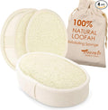 Natural Loofah Sponge 4 Pack for Shower, Organic Luffa Exfoliating Body Scrubber, Eco Friendly Biodegradable Bath Sponge, Plant Based Body Exfoliator for Men Women, Shower Loofah with Hanging Rope