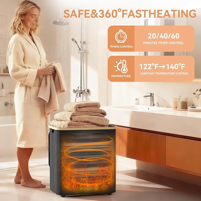Towel Warmer for Bathroom,35L Foldable Towel Warmer Quick Heat Warming Tub Heating Detachable Bucket with Auto Shut Off, Electric Hot Towel for Spa,Blanket,Baby,Bathrobe Towels