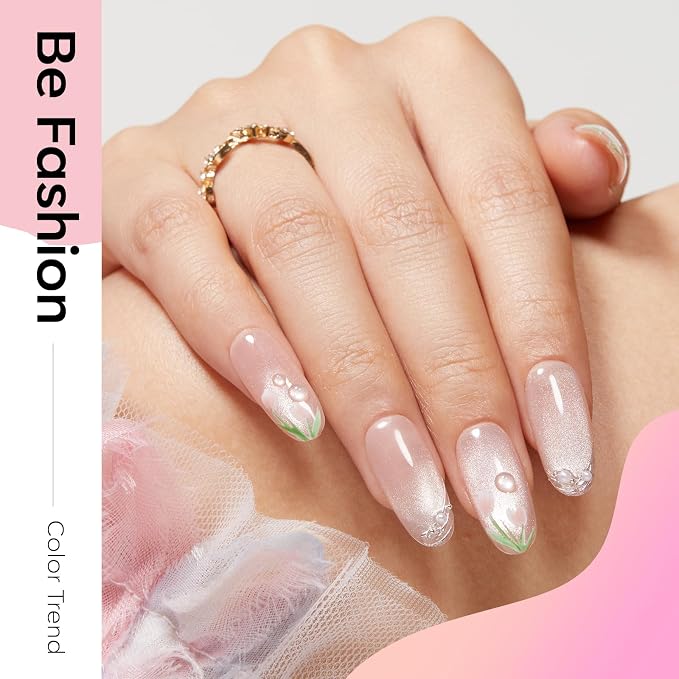modelones Cat Eye Gel Nail Polish Kit Jelly 6Colors Pink Nude Sparkle