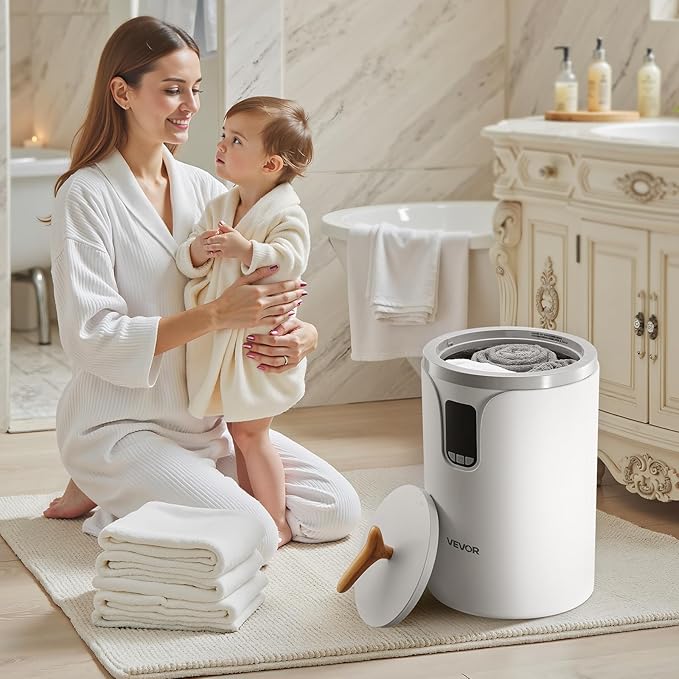 VEVOR Towel Warmers for Bathroom, Towel Warmer Bucket with 24H Delay Timer & Child Lock & Auto Shut Off for Spa Fits up to 3 Oversized Towels, Blankets, Clothes, Bathrobes, PJ's and More