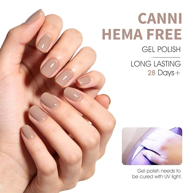 CANNI 9ML Gel Nail Polish Set, 6 Brown Beige Shades UV LED Soak Off Gel | Smooth Application • Highly Pigmented • Glossy Finish • Long-Lasting Wear • Nail Art • Salon DIY Manicure • Easy Application