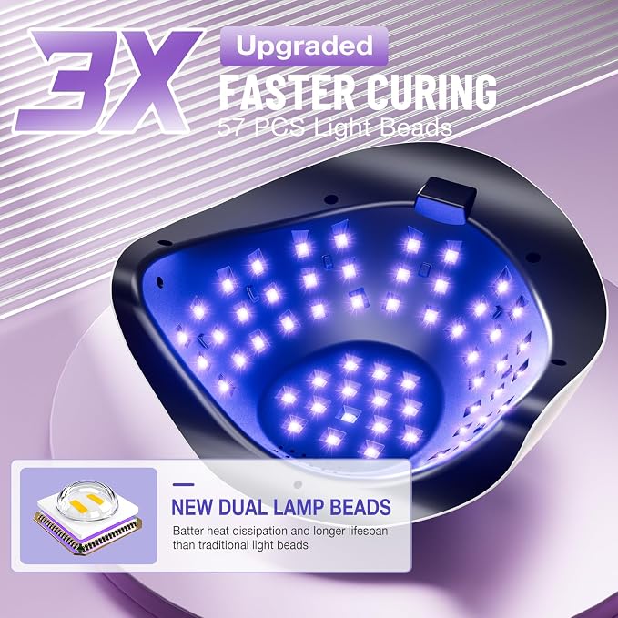LadyMisty 268W UV LED Nail Lamp, 2026 Upgrade UV Light for Gel Nails with 57 Beads, Nail Dryer with 4 Timer Setting & LCD Touch Display, Professional Nail Lamp – Best Gifts