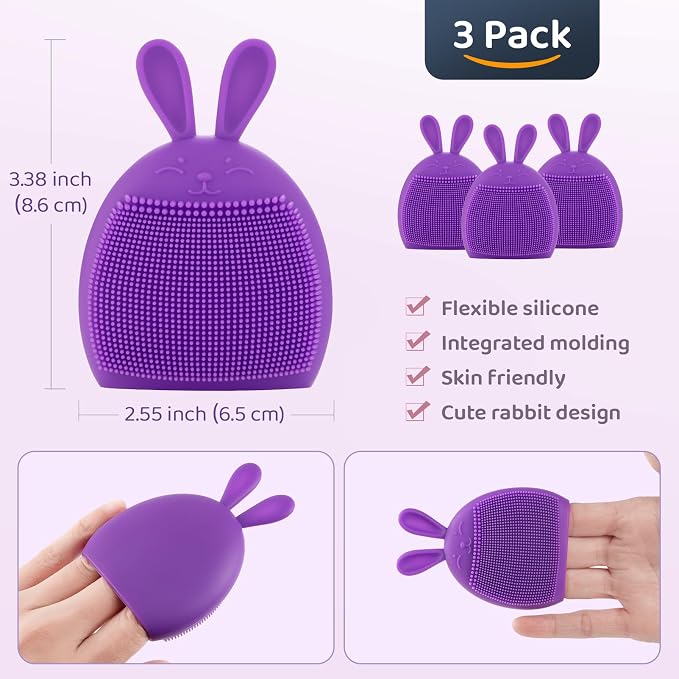 Holinduk Deluxe Baby Bath Brush 3-Set | Skin-Invigorating Silicone Scrubbers | Multi-Functional Exfoliator for Baby Eczema & Dry Skin Care