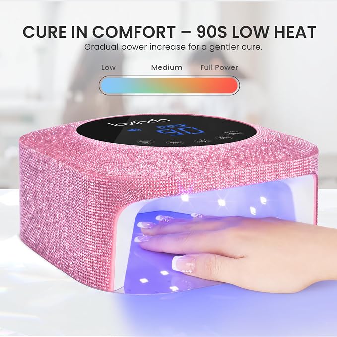 UV Nail Lamp 54W, Cordless Gel UV Led Nail Lamp for Gel Nail Polish, Rechargeable UV Nail Light Nail Dryer with 4 Timer and LCD Display, Professional Fast Curing Lamp Nail Art Tools with Rhinestone