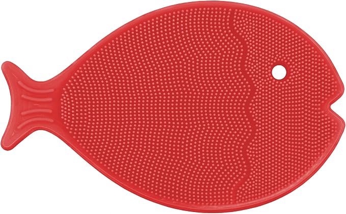 Innobaby Bathin Smart Silicone Cradle Cap Brush for Baby, Essential for Dry Skin & Eczema, Gentle Scrubber & Exfoliator with Suction Handle, Quick Dry Food Grade Silicone, Red