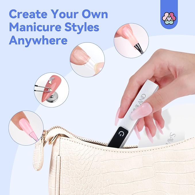 SAVILAND LED U V Light with Magnetic Stand & LCD Screen Portable Nail Lamp Kit Handsfree 2-Timer Modes Portable Mini Nail Dryer Stand for Gel Nails USB Rechargeable and Cordless for Home DIY Manicure | Magnetic design, LCD screen, 2 timers, USB recharg...