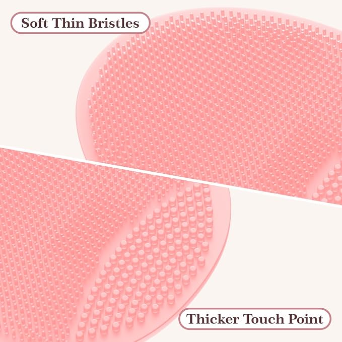 Manmihealth Silicone Back Scrubber & Shower Brush Set Thin Bristles | 3PCS Gentle-Cleaning & Exfoliating Body Scrubber, Bath Glove, Face Scrubber Combination (Random Color Pink or Black)