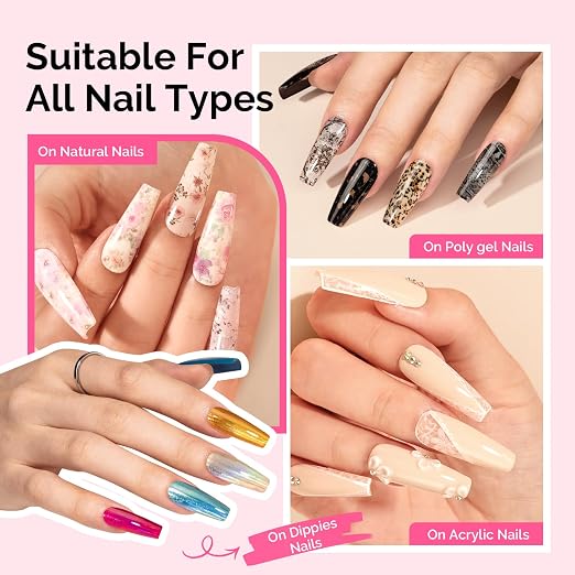 MelodySusie Nail Foil Glue Gel for Nail Art Stickers and Stamping Plates | Strong Adhesion Soak Off UV Light Cure Gel Nail Polish 4PCS