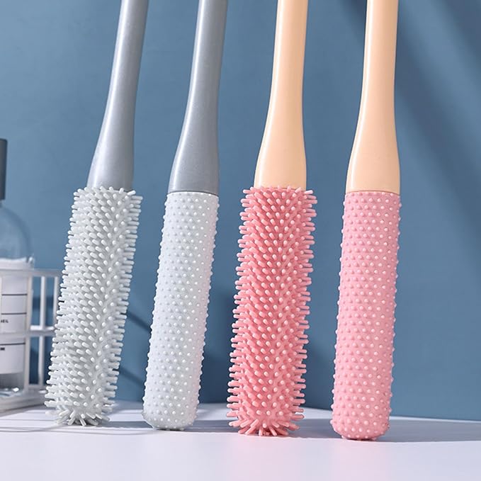 OWIIZI Silicone Foot Scrubber in Shower Toe Cleaning Brush with Long Handle | 15.7" foot Scrub brush,Gap Brush Between Toes Cleaner,Anti-Itch,Exfoliating,for Seniors,Elderly,Men and Women(2 Packs)