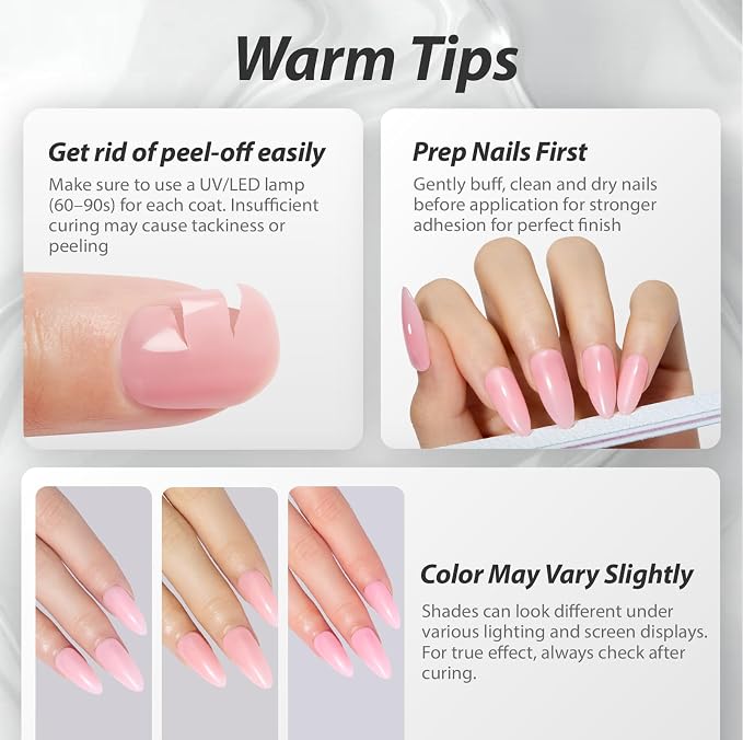 Makartt Jelly White Pink Gel Nail Polish Set 15ML : 6 Sheer Colors | Large Capacity, High-Gloss, Transparente Effect, Milky White Jelly Nude Pink, UV/LED Lamp Required, Home & Salon DIY