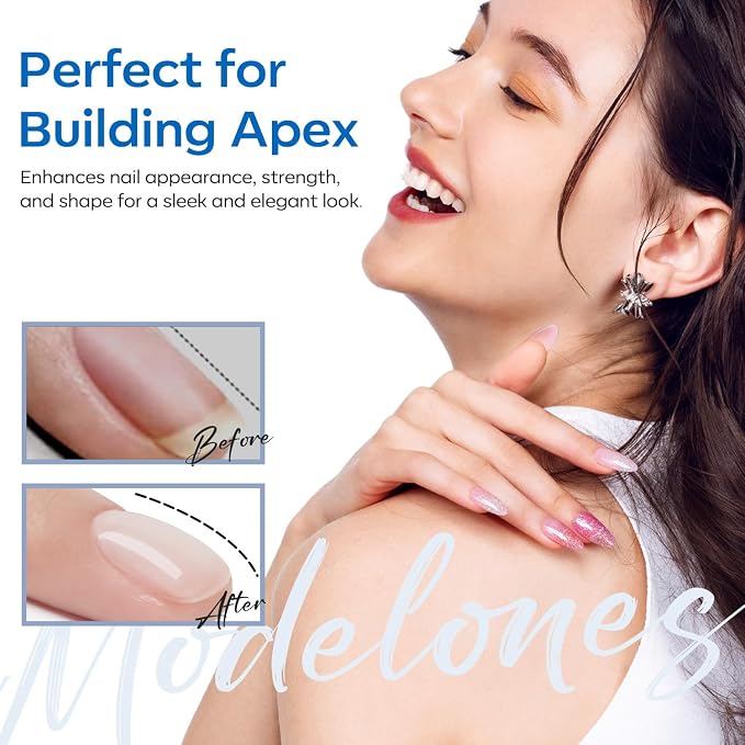 modelones Rubber Gel Base Coat Clear Builder Nail Gel for Weak Nails | Strengthener for Thin Brittle Nails Self-Leveling Enhance Natural Nail Apex Building Strong Adhesion Long Last U V Manicure
