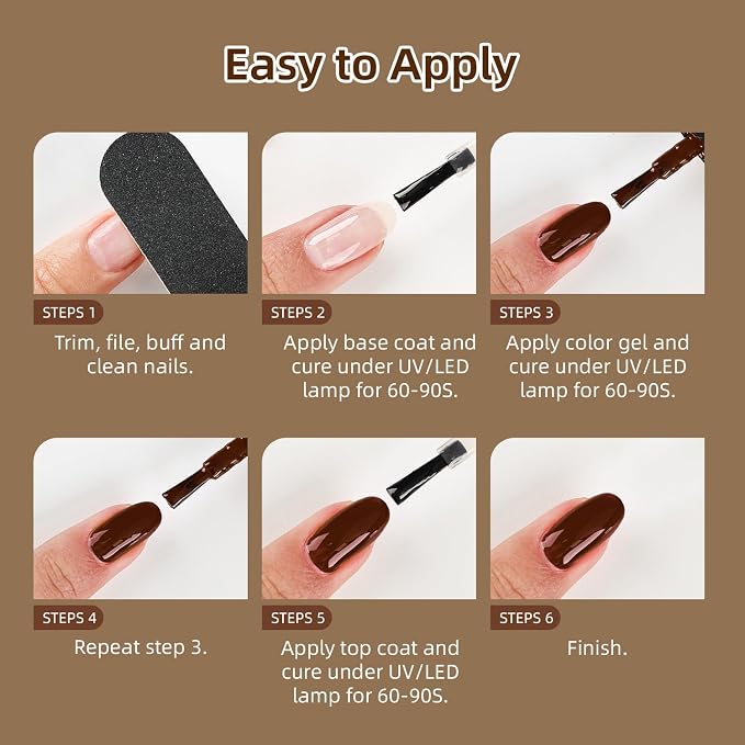 JODSONE Nude Brown Gel Nail Polish Kit 32 Colors Beige Chocolate Caramel with 4 Functional Gel for DIY Nail Art at Home