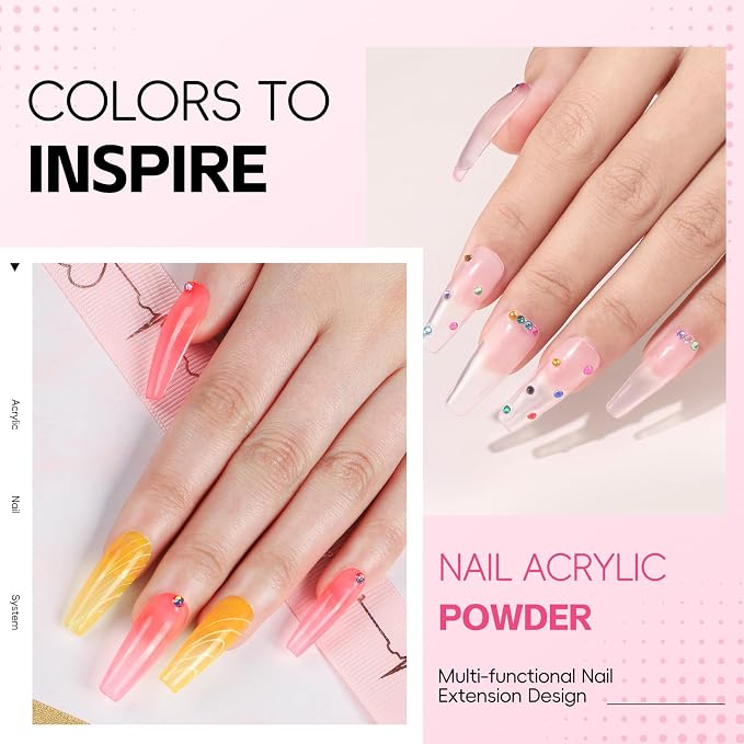 COSCELIA Acrylic Nail Kit for Beginners with Everything Professional Nails Kit Acrylic Set with Drill and U V Light Glitter Powder Decorations Rhinstones DIY Gifts for Women