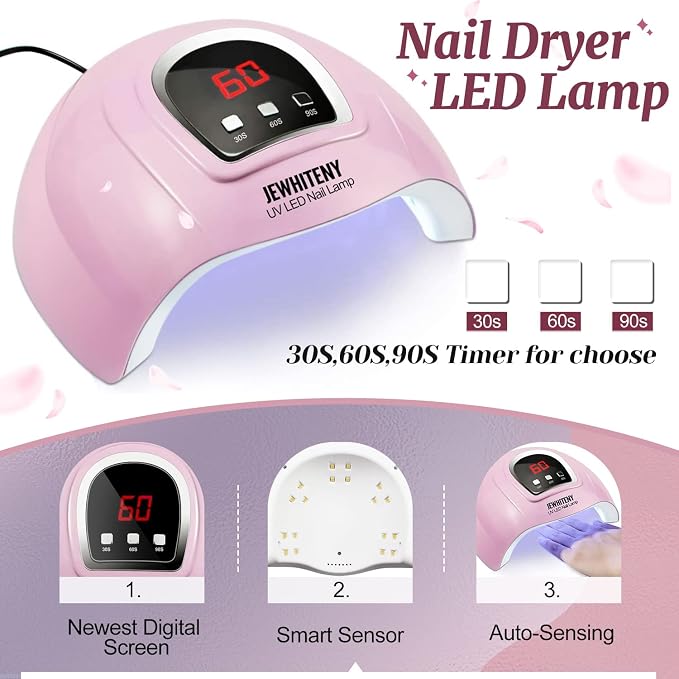 UV LED Nail Lamp 54W, Professional Nail Dryer Gel Polish Light, UV Light with 3 Timer Setting, Curing Gel LED Dryer, Art Tools with Automatic Sensor, LCD Display