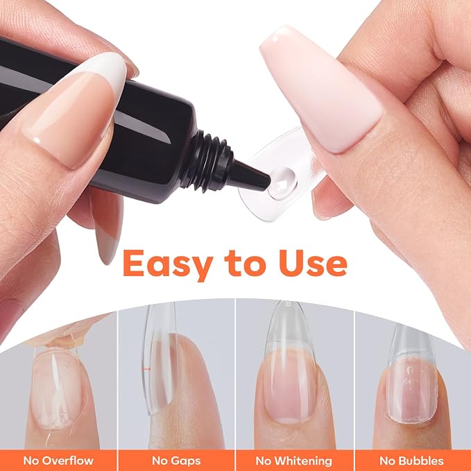 modelones Gel Nail Kit Almond 240pcs 15sizes Apex False Tips Glue & Lamp