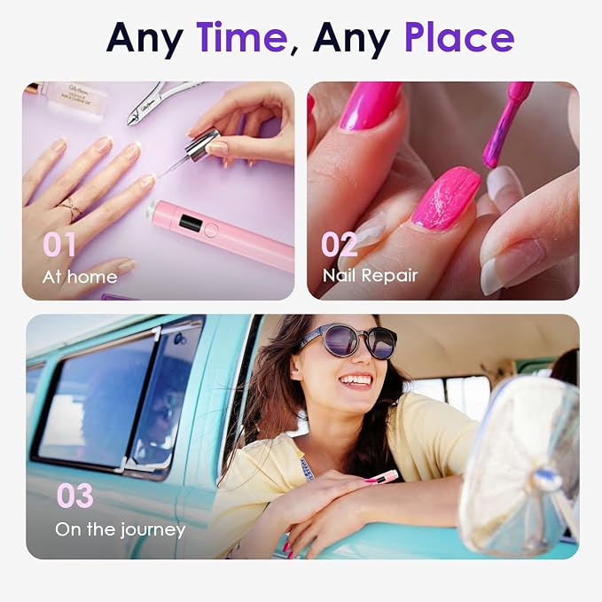 Mini UV Light for Nails, Portable Handheld UV Light for Gel Nails with Stand, Rechargeable Cordless Flash Cure Nail Lamp, Squish Pen Gel Lamp for Home/Manicure/Salon Fast Curing Pink