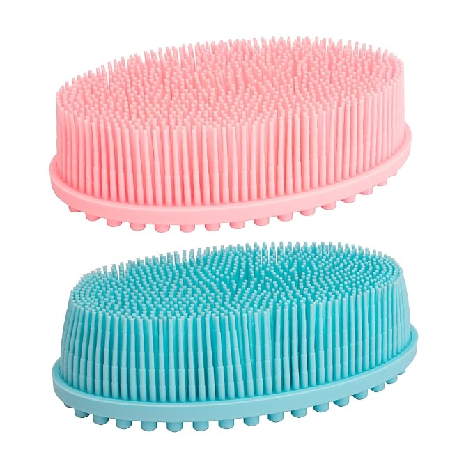 DNC 3 Pack Silicone Body Scrubber and Back Scrubber for Shower Brush