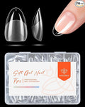 Modelones Extra Short Almond Nail Tips Pre-shaped Gel Soft Fake Nails False | Acrylic Clear Full Cover Press on Extension Kit Gel Manicure DIY at Home 216PCS 12Sizes