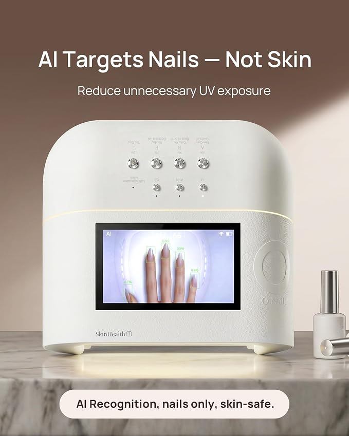 AI UV LED Nail Lamp for Gel Nails - O NAIL AI Smart Precision Scan Reduces UV Exposure, 109 LED Nail Dryer with HD Display, 2X Fast Curing Light for Salon & Home (Battery Not Included)